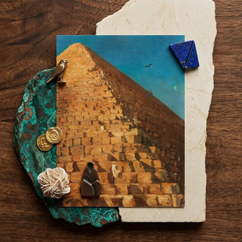 Great Pyramid of Giza - Adrien Dauzats Art Print / Canvas Rectangular Golden Blue Sky Adorned Metallic Fractures, Gargantuan, Disorients