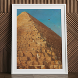 Great Pyramid of Giza - Adrien Dauzats Art Print / Canvas White Framed Pyramid Print Beige Stone Texture Blue Giza Fractures, Gargantuan