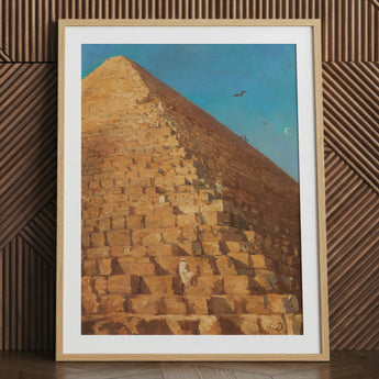 Great Pyramid of Giza - Adrien Dauzats Art Print / Canvas Wooden Framed Pyramid Art Print Beige Stone Texture Giza Fractures, Gargantuan