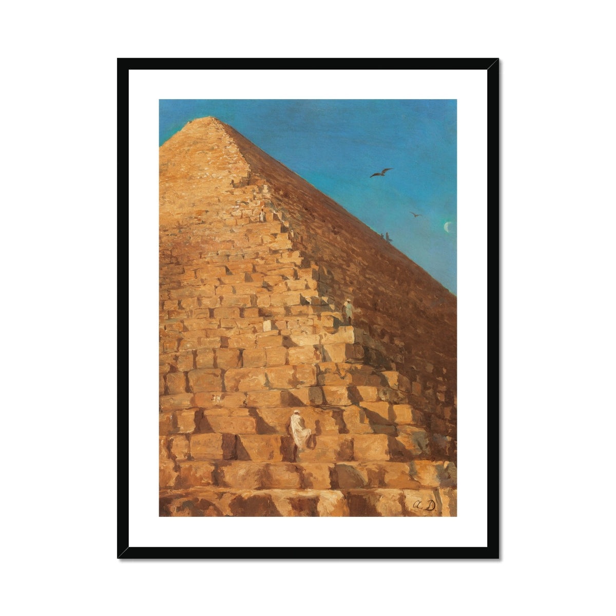 Great Pyramid of Giza Adrien Dauzats Art Print, Framed Pyramid Painting