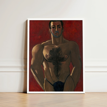 Framed Painting Muscular Man Dark Blue Underwear Deep Marsden Hartley, Greek Boxer, Painted, Madawaska, Final Maine Period, Fixing Lionel