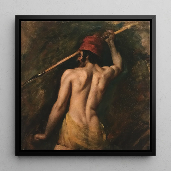 A Greek Slave - William Etty Art Print / Canvas 12x12’’ / 31x31cm / Black Frame Black-framed Reproduction Classical Painting Muscular