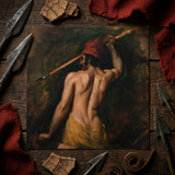 A Greek Slave - William Etty Art Print / Canvas Square Canvas Print Muscular Bare-backed Figure Yellow Fabric William Etty Homoerotic,
