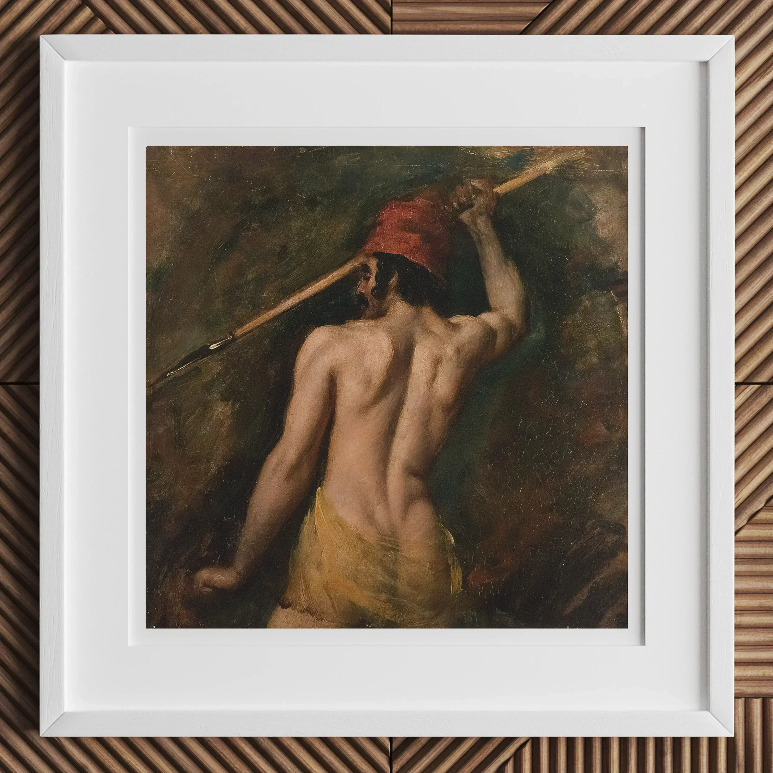 A Greek Slave - William Etty Art Print, Classical Oil Painting Nude Figure Red Cap Staff