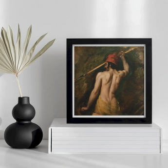 A Greek Slave - William Etty Art Print, Framed Classical Painting Alongside Black Vase Palm Leaf