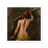 A Greek Slave - William Etty Art Print, Shirtless Figure Red Cap Long Pole Staff