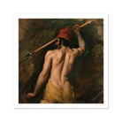 A Greek Slave - William Etty Art Print, Shirtless Figure Red Cap Long Pole Staff