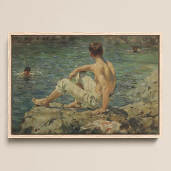 Green and Gold - Henry Scott Tuke Art Print / Canvas, 18x12’’ / 46x31cm / Natural Frame, Posters Prints & Visual Artwork, Toby Leon