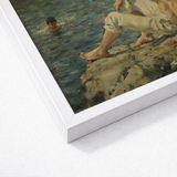 White Framed Art Print Classical Painting People Water Scott Tuke Transposes, Seaside, Fleeting Touch