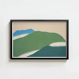 Modern Abstract Landscape Art Print Sleek Black Frame Kamisaka Sekka, Horizon Surrenders, Celadon Surging
