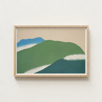 Minimalist Framed Art Print Abstract Hills Shades Green Kamisaka Sekka, Horizon Surrenders, Celadon Surging