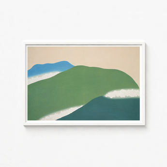 Minimalist Framed Art Print Abstract Layered Hills Soft Kamisaka Sekka, Horizon Surrenders, Celadon Surging