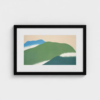 Green Mountains - Kamisaka Sekka Art Print / Canvas Black-framed Minimalist Layered Abstract Hills Muted, Horizon Surrenders, Celadon