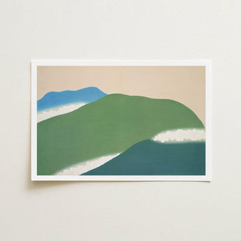 Green Mountains - Kamisaka Sekka Art Print / Canvas Minimalist Framed Abstract Hills Soft, Horizon Surrenders, Celadon Surging Prints