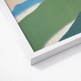 White Framed Art Print Stylized Coastal Scene Green Kamisaka Sekka, Horizon Surrenders, Celadon Surging