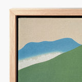 Minimalist Canvas Painting Stylized Green Blue Hills Beige Kamisaka Sekka Art, Horizon Surrenders, Celadon Surging
