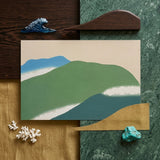 Green Mountains - Kamisaka Sekka Art Print / Canvas Minimalist Abstract Landscape Print Layered Green Blue Mountain Kamisaka Sekka Art,
