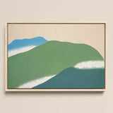 Green Mountains - Kamisaka Sekka Art Print / Canvas Minimalist Abstract Landscape Painting Light Wood Frame Layered Kamisaka Sekka Art,