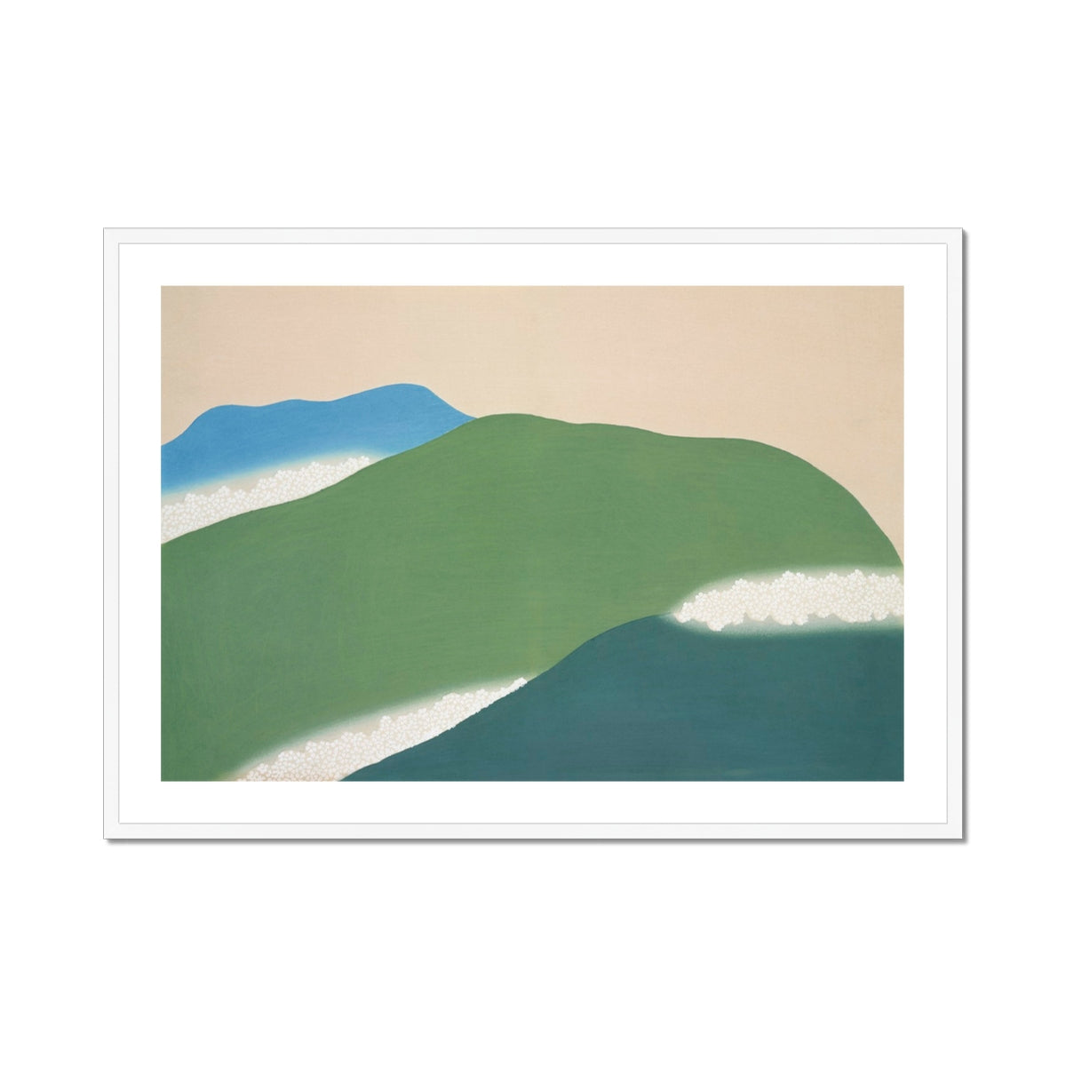 Green Mountains Kamisaka Sekka Art Print, Framed Minimalist Mountain Landscape Art