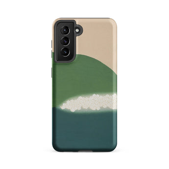 Green Mountains of Momoyugosa - Kamisaka Sekka Samsung Case, Galaxy S21 Fe / Matte, Smartphone Case Beige Green Teal Abstract Design White