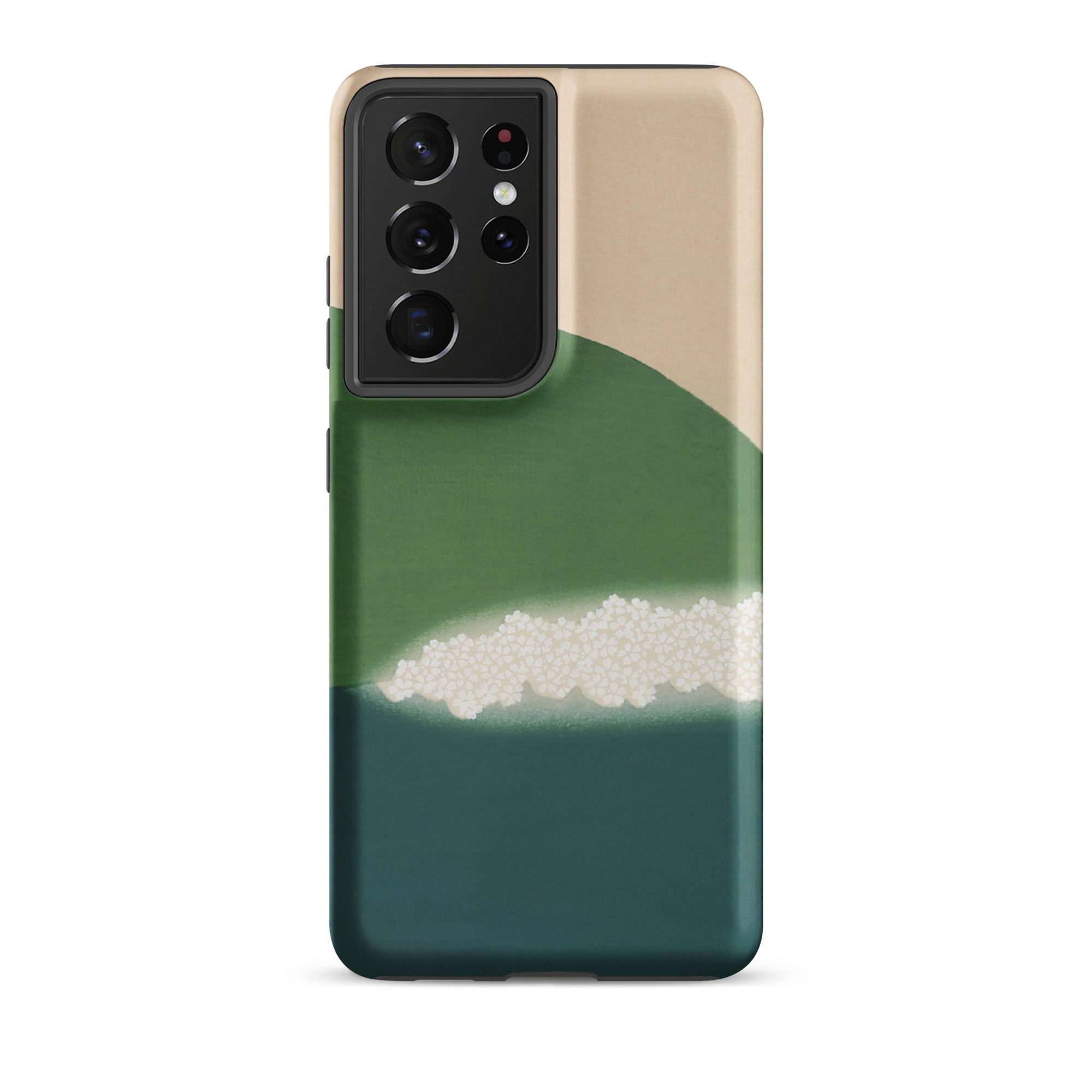 Green Mountains of Momoyugosa Kamisaka Sekka Samsung Case, Galaxy S21 Ultra / Matte, Smartphone Beige Green Teal Case White Abstract Design