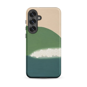 Green Mountains of Momoyugosa - Kamisaka Sekka Samsung Case, Galaxy S25 Plus / Matte, Smartphone Case Beige Green Teal Abstract Wave Design