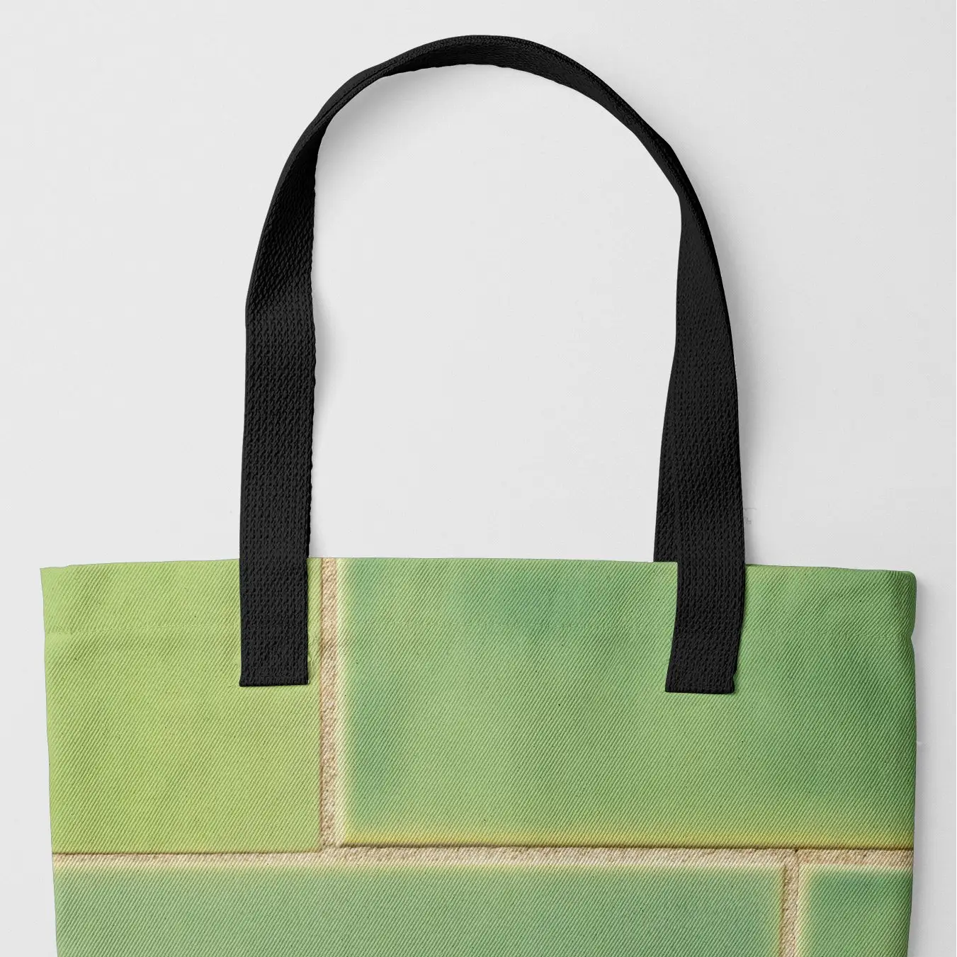 Emerald City - Green Ceramic Brick Tote Black Handles Bags