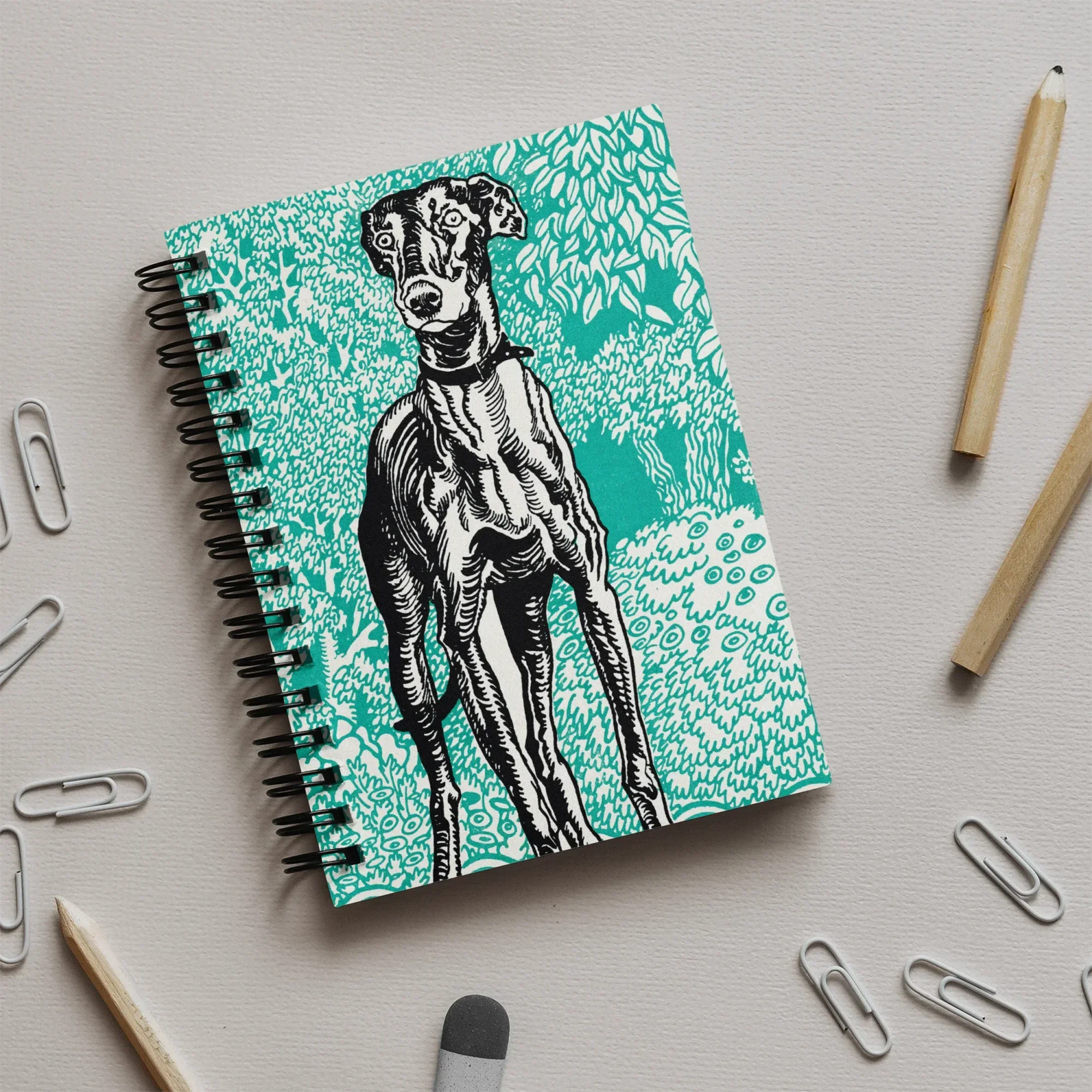 Greyhound - Moriz Jung Dog Art Notebook Notebooks & Notepads