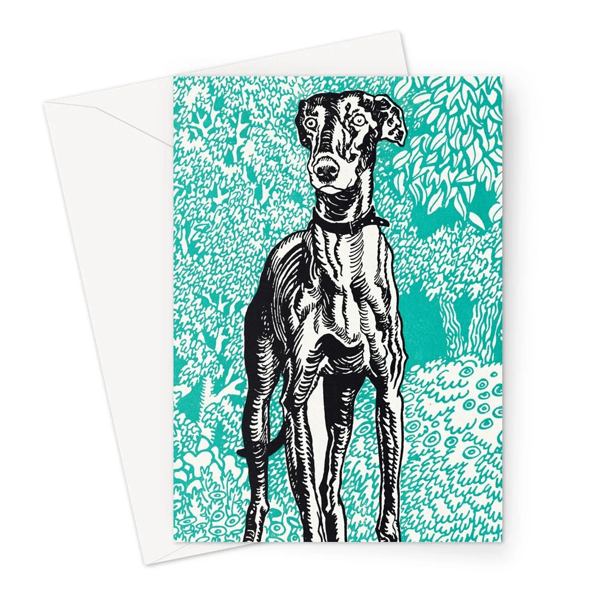 Greyhound By Moriz Jung Greeting Card - A5 Portrait / 1 Card - Greeting & Note Cards - Aesthetic Art
