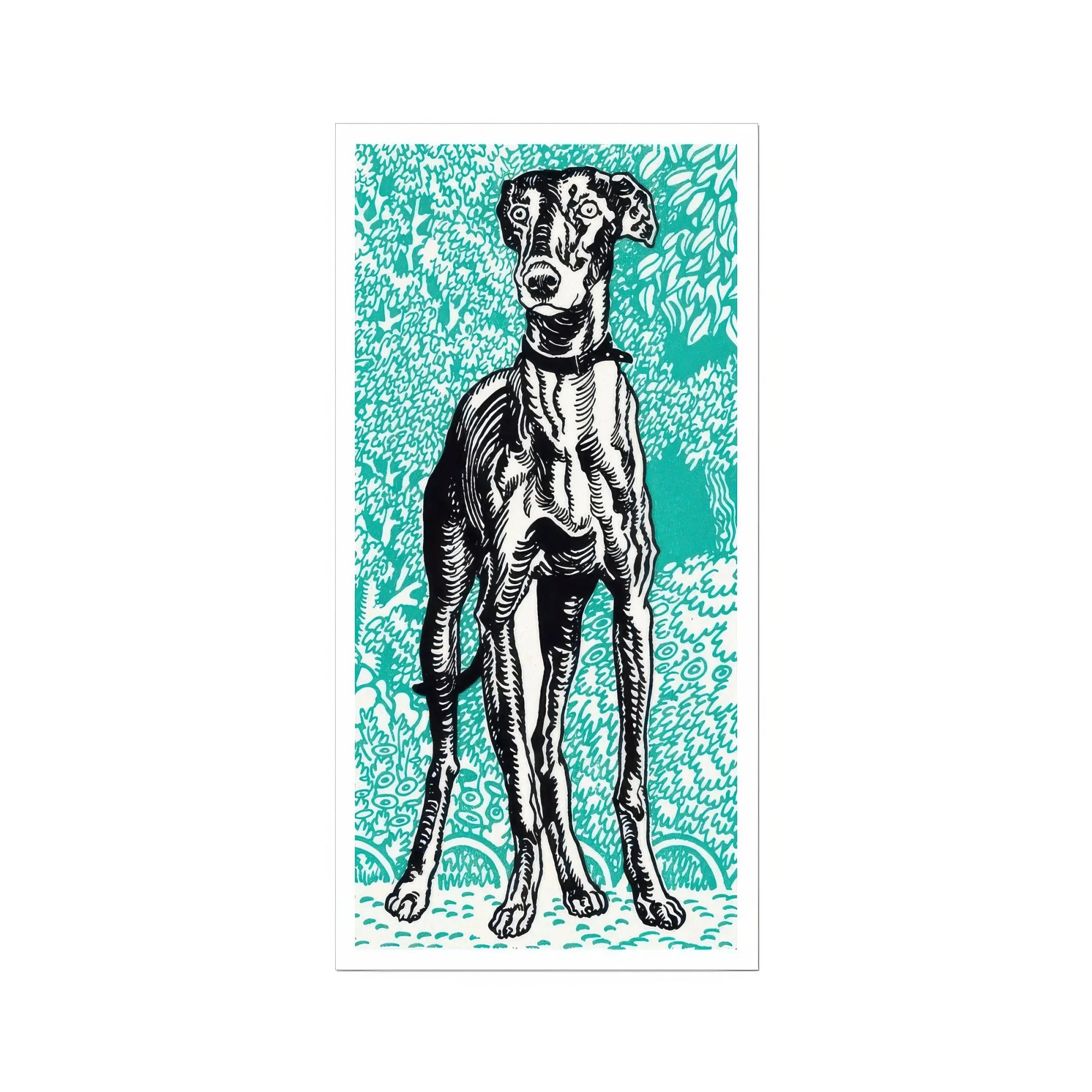 Greyhound - Moriz Jung Lithograph Dog Art Print, Black White Sketch Italian Greyhound Dog