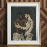 Gripped - Neoclassical Gay Bodybuilders Art Print, 12x16’’ / 31x41cm / Natural Frame / 2’’ Matboard, Framed Print Two Men