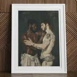 Gripped - Neoclassical Gay Bodybuilders Art Print, 12x16’’ / 31x41cm / White Frame / 2’’ Matboard, Framed Painting Two Men