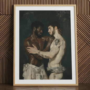 Gripped - Neoclassical Gay Bodybuilders Art Print, 24x32’’ / 61x81cm / Natural Frame / 2’’ Matboard, Posters Prints & Visual Artwork, Toby