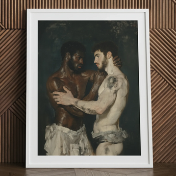 Gripped - Neoclassical Gay Bodybuilders Art Print, 24x32’’ / 61x81cm / White Frame / 2’’ Matboard, Posters Prints & Visual Artwork, Toby