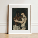 Gripped - Neoclassical Gay Bodybuilders Art Print / Canvas, 12x16’’ / 31x41cm / White Frame / Matboard, Posters Prints & Visual Artwork,
