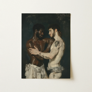 Gripped - Neoclassical Gay Bodybuilders Art Print / Canvas Rectangular Classical-style Painting Two Muscular Men, Prints