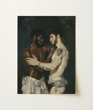 Rectangular Canvas Print Classical-style Painting Two Muscular Men Neoclassical Gay Bodybuilders, Art