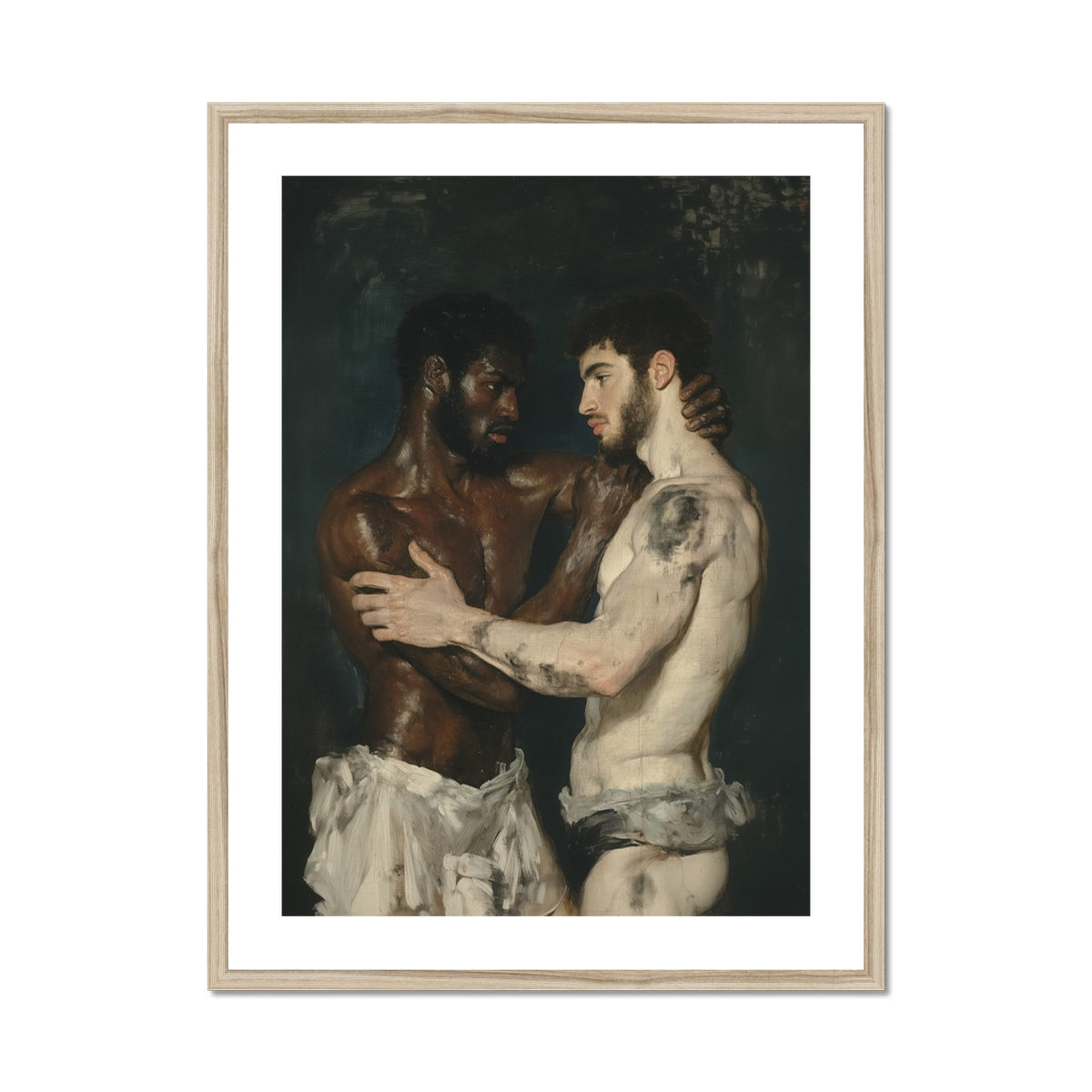 Gripped Neoclassical Gay Bodybuilders Art Print, Framed Painting Two Men