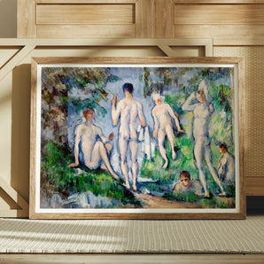 Group of Bathers - Paul Cézanne Nude Art Print, Framed Painting Nude Bathers Natural Outdoor