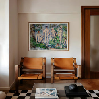 Group of Bathers - Paul Cézanne Nude Art Print, Framed Watercolor Painting Nude Figures Natural