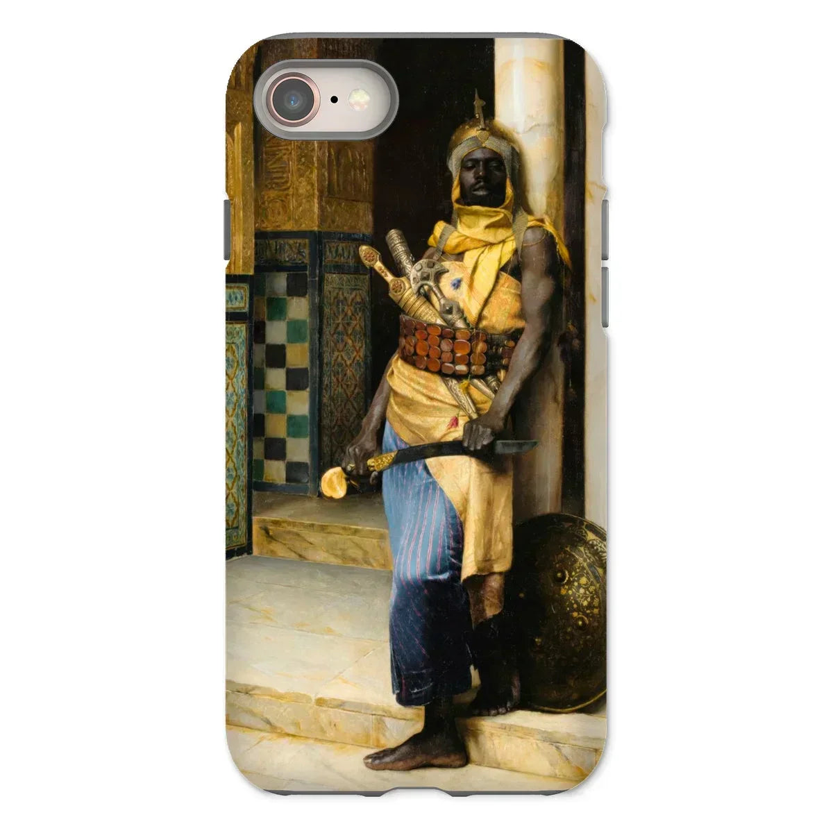 Guarding the Palace - Ludwig Deutsch Iphone Case, 8 / Matte, Phone Case Painting African Warrior Guard Colorful Traditional