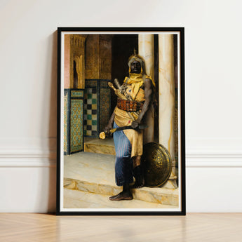 Guarding the Palace - Ludwig Deutsch Orientalism Art Print / Canvas Framed Artwork Historical Figure Ornate Golden Yellow Attire Deutsch’s,