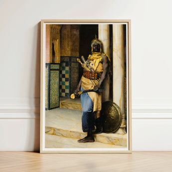 Guarding the Palace - Ludwig Deutsch Orientalism Art Print / Canvas Framed Artwork Historical Figure Ornate Golden Yellow Attire Deutsch’s,