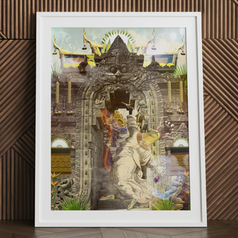 Guest of Honour - Buddhist Collage Fusion Art Print, Buddhist Collage Fusion, Psychedelic Realm, Mind-bending Fusion