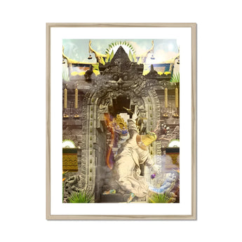 Guest of Honour - Buddhist Collage Fusion Art Print, Ornate Stone Archway Decorated Intricate Carvings Architectural