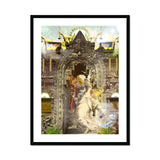 Guest of Honour - Buddhist Collage Fusion Art Print, Ornate Stone Archway Decorative Carvings Mystical Elements