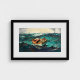 Gulf Stream - Winslow Homer American Realism Art Print / Canvas Black-framed Artwork Boat Turbulent Teal Blue Ocean Waves Homer’s, Prints