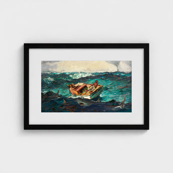 Gulf Stream - Winslow Homer American Realism Art Print / Canvas Black-framed Artwork Boat Turbulent Teal Blue Ocean Waves Homer’s, Prints