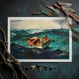 Gulf Stream - Winslow Homer American Realism Art Print / Canvas Framed Print Dramatic Ocean Scene Boat Turbulent Turquoise Winslow Homer’s