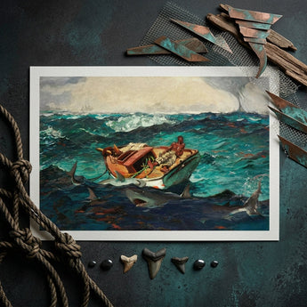 Gulf Stream - Winslow Homer American Realism Art Print / Canvas Framed Print Dramatic Ocean Scene Boat Turbulent Turquoise Winslow Homer’s